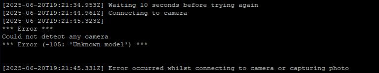 auto-photo-upload logs detailing camera connectivity